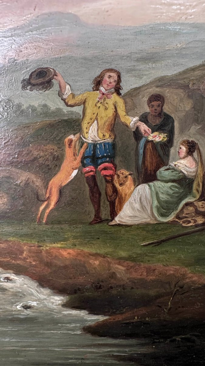 DIPINTO CON SCENA CAMPESTRE PRIMI DEL XIX SECOLO-photo-7