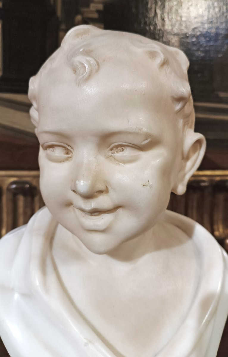 SCULTURA CON BAMBINO SORRIDENTE FINE DEL XIX SECOLO-photo-2