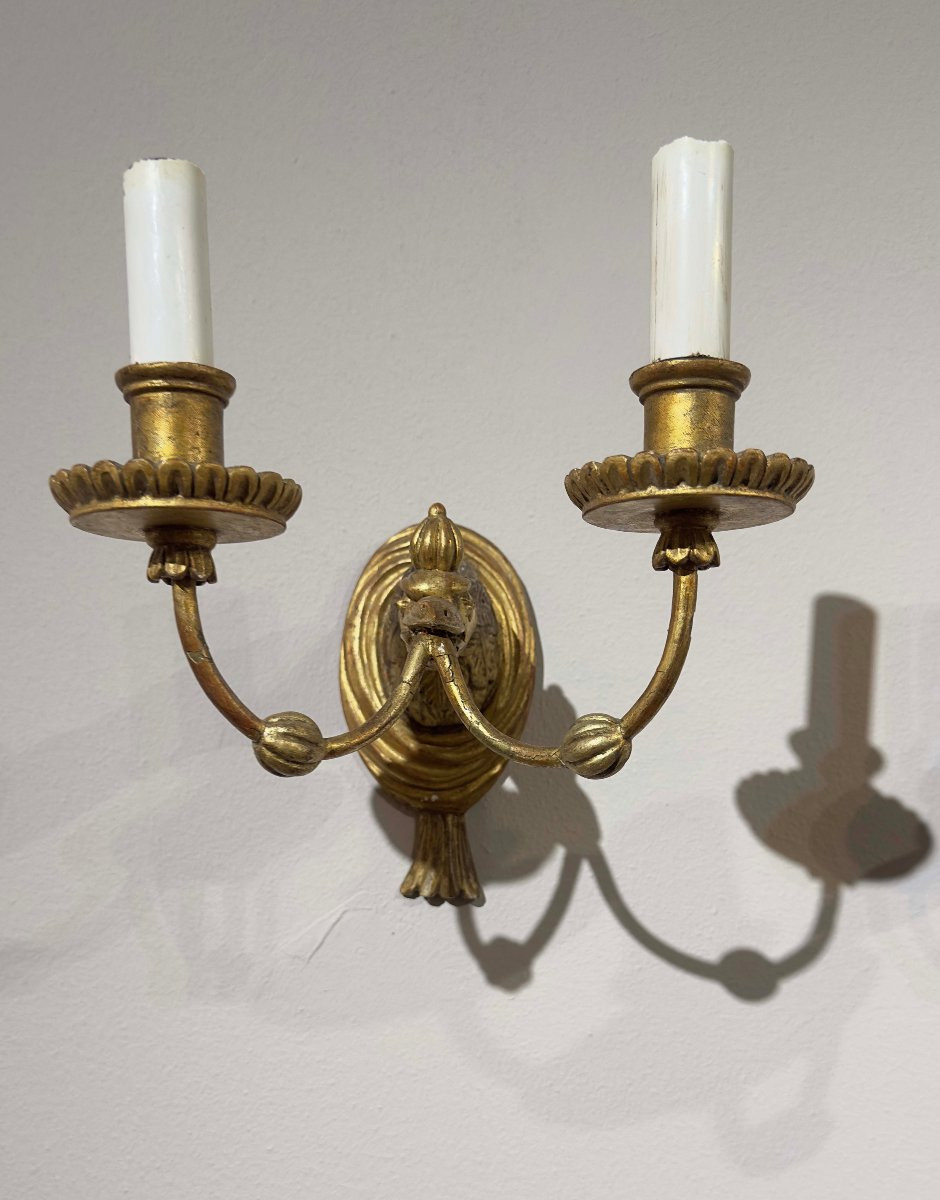 COPPIA DI APPLIQUES IN LEGNO DORATO SECONDA META’ XIX SECOLO-photo-2