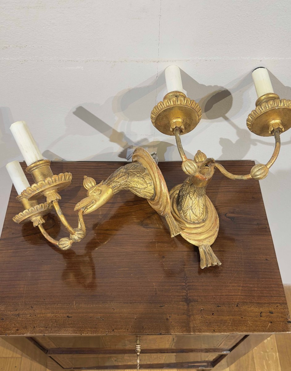 COPPIA DI APPLIQUES IN LEGNO DORATO SECONDA META’ XIX SECOLO-photo-2