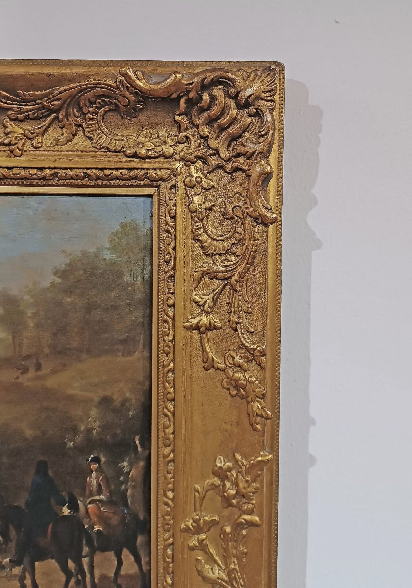 DIPINTO CON SCENA DI CACCIA META’ XVIII SECOLO -photo-5