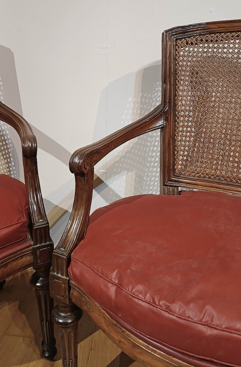 COPPIA DI POLTRONE NEOCLASSICHE FINE XVIII SECOLO-photo-3