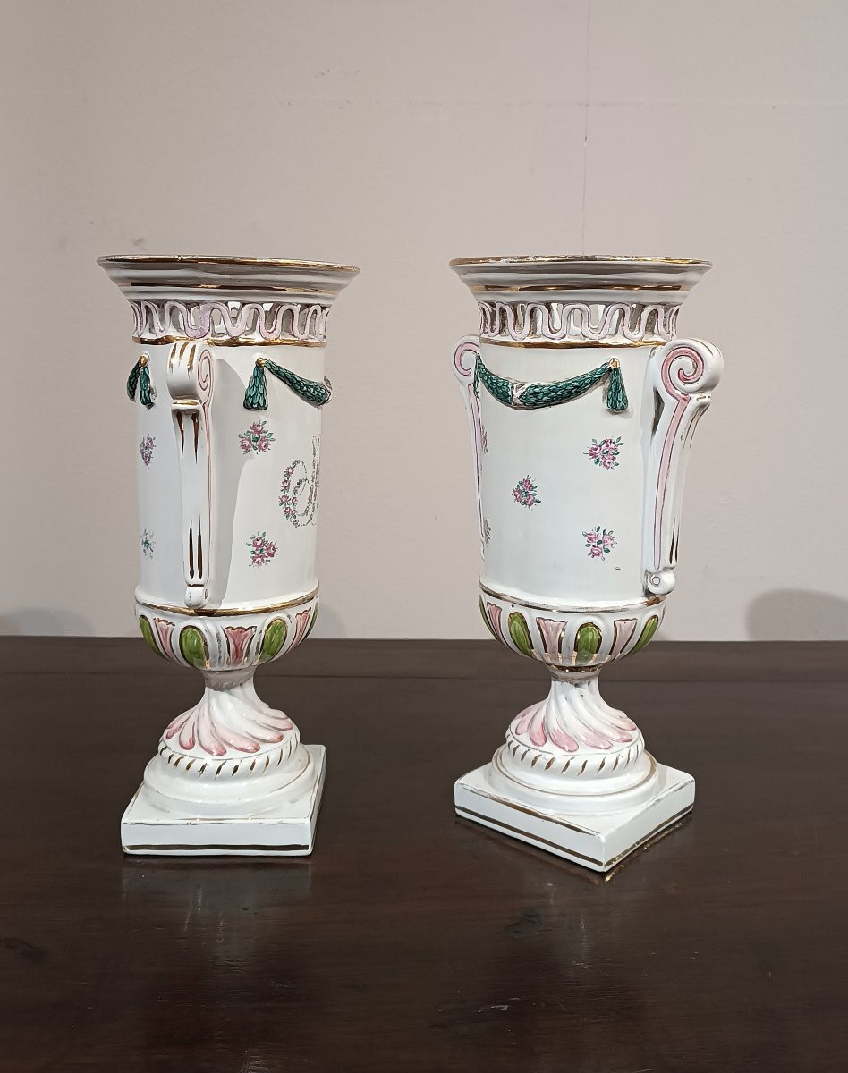 COPPIA DI VASI IN PORCELLANA DIPINTA PRIMA META’ XIX SECOLO -photo-2