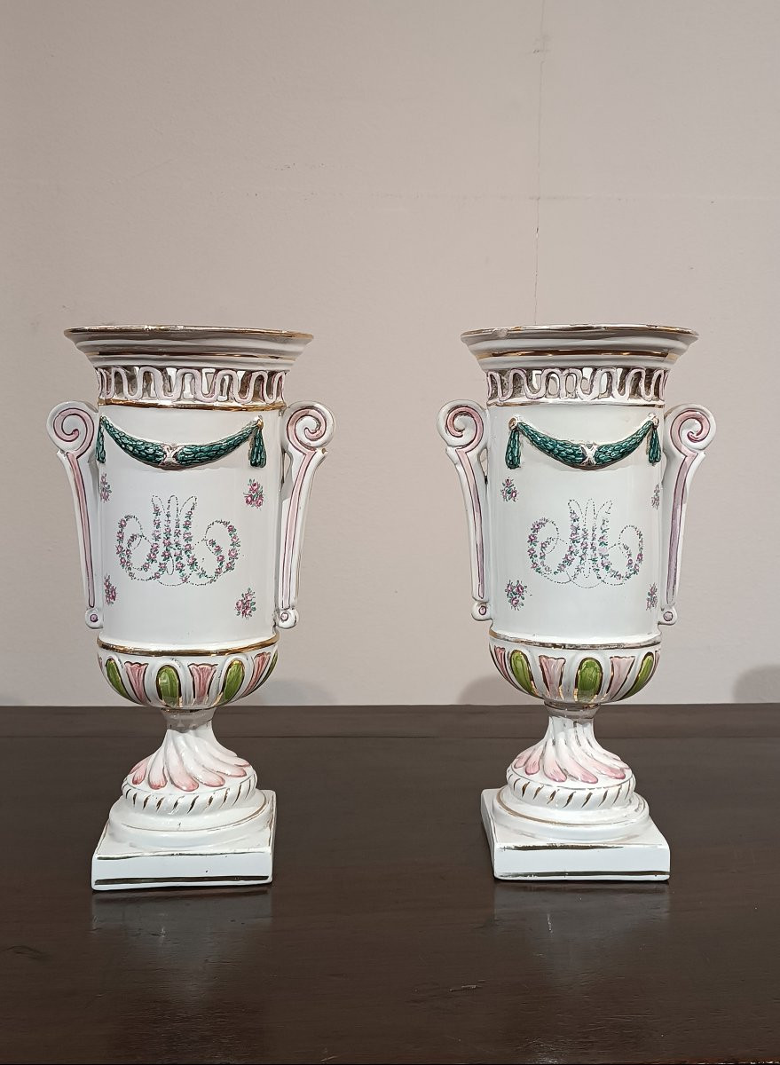 COPPIA DI VASI IN PORCELLANA DIPINTA PRIMA META’ XIX SECOLO -photo-4