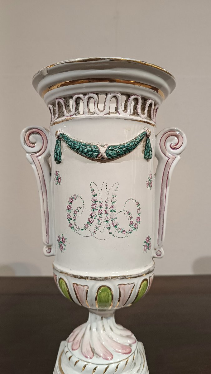 COPPIA DI VASI IN PORCELLANA DIPINTA PRIMA META’ XIX SECOLO -photo-3