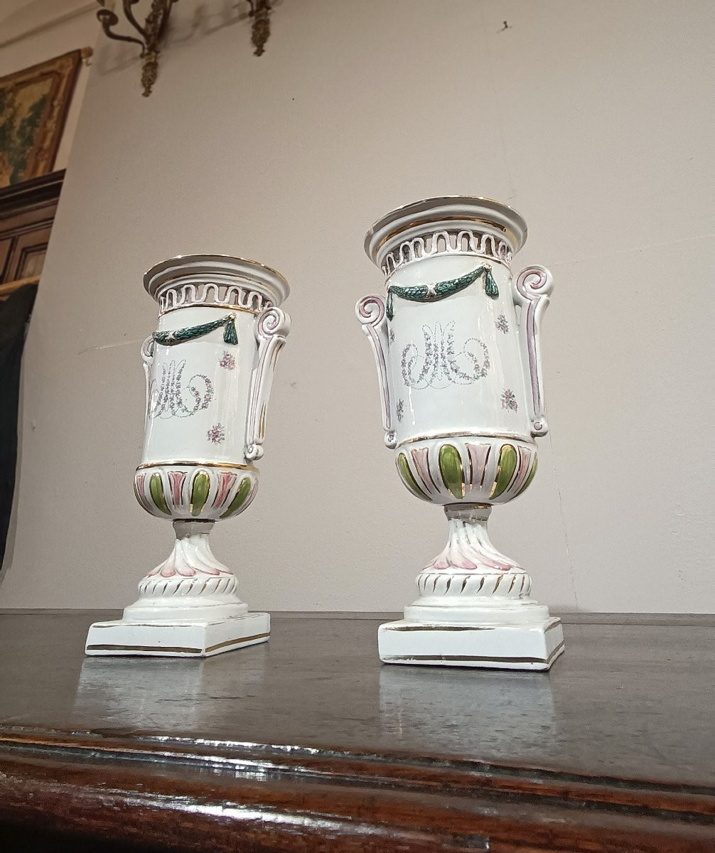 COPPIA DI VASI IN PORCELLANA DIPINTA PRIMA META’ XIX SECOLO -photo-5