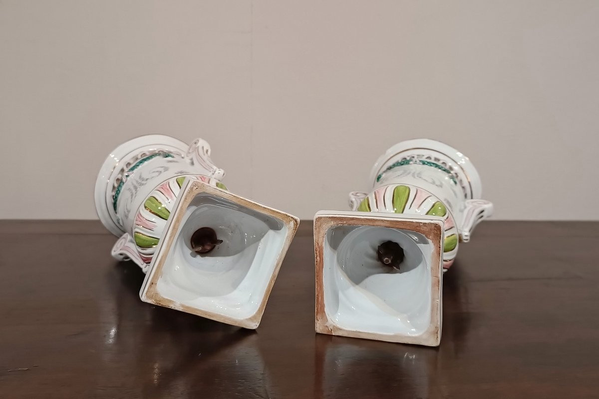 COPPIA DI VASI IN PORCELLANA DIPINTA PRIMA META’ XIX SECOLO -photo-6