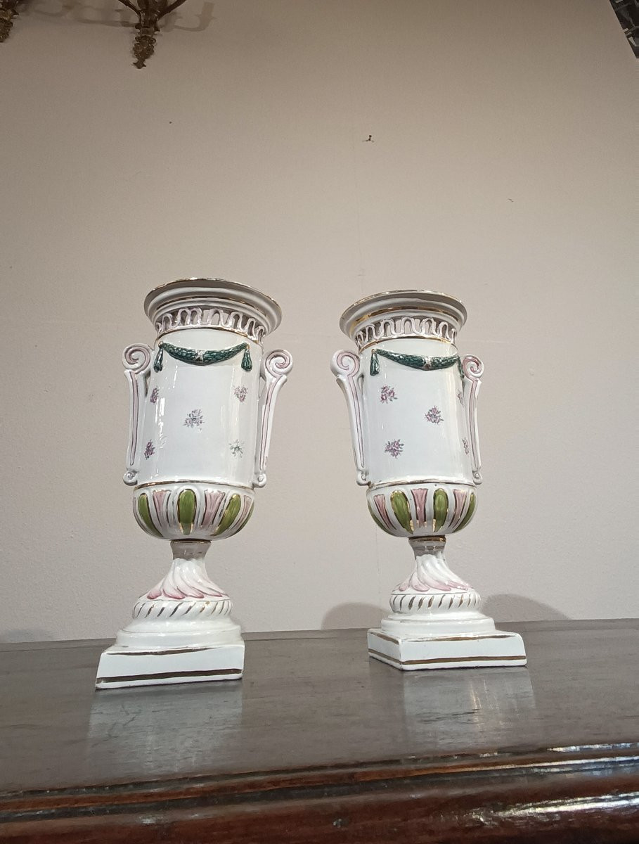 COPPIA DI VASI IN PORCELLANA DIPINTA PRIMA META’ XIX SECOLO -photo-8
