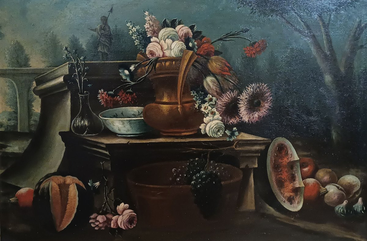 COPPIA DI DIPINTI CON NATURE MORTE FINE XVII SECOLO-photo-2