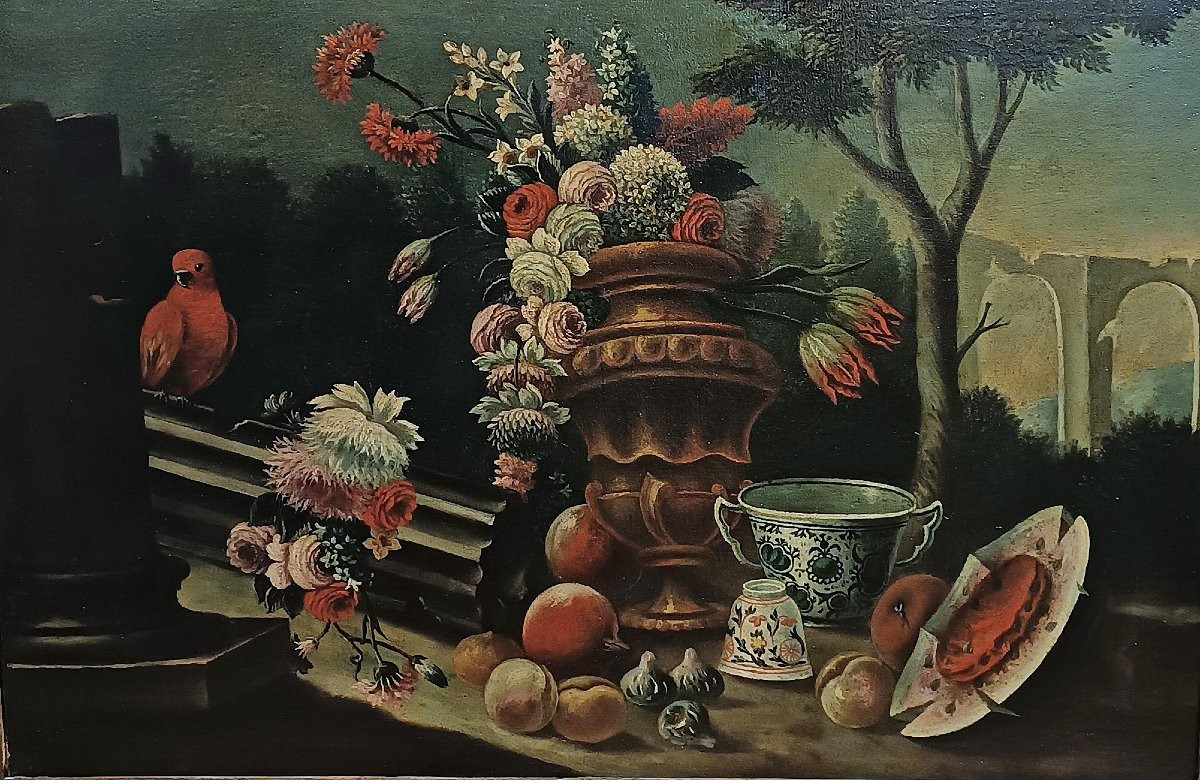 COPPIA DI DIPINTI CON NATURE MORTE FINE XVII SECOLO-photo-3