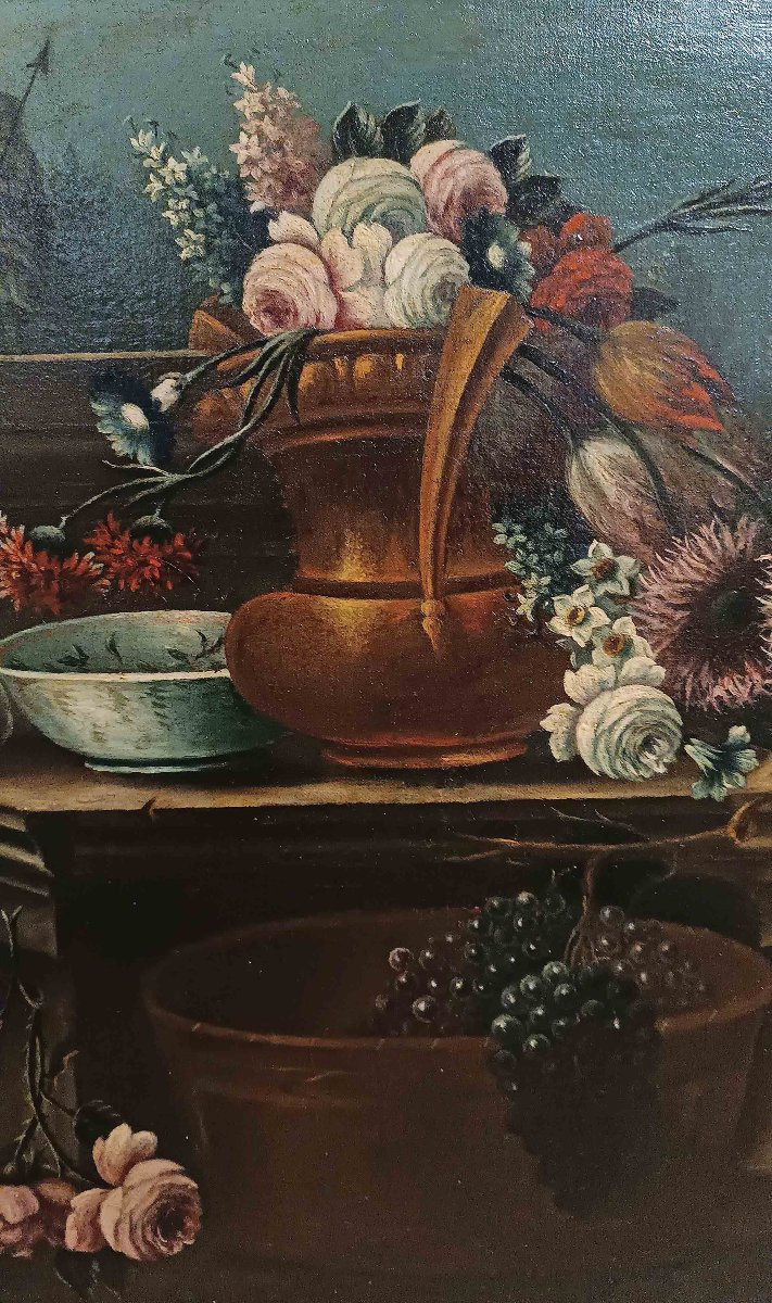 COPPIA DI DIPINTI CON NATURE MORTE FINE XVII SECOLO-photo-4