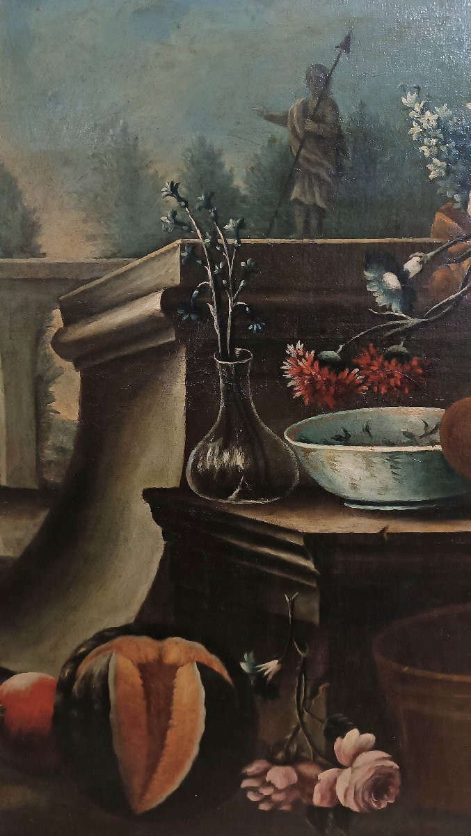 COPPIA DI DIPINTI CON NATURE MORTE FINE XVII SECOLO-photo-1