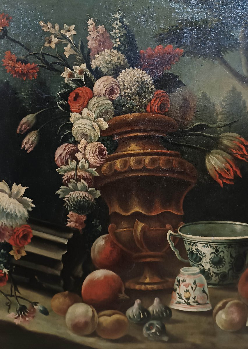 COPPIA DI DIPINTI CON NATURE MORTE FINE XVII SECOLO-photo-3