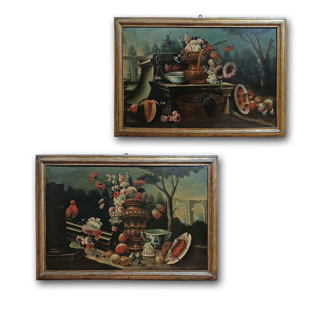 COPPIA DI DIPINTI CON NATURE MORTE FINE XVII SECOLO