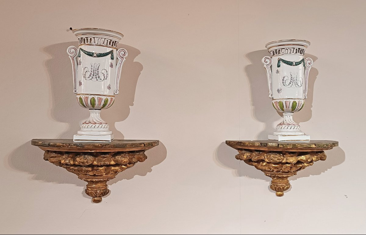 COPPIA DI MENSOLE NEOCLASSICHE FINE XVIII SECOLO -photo-6