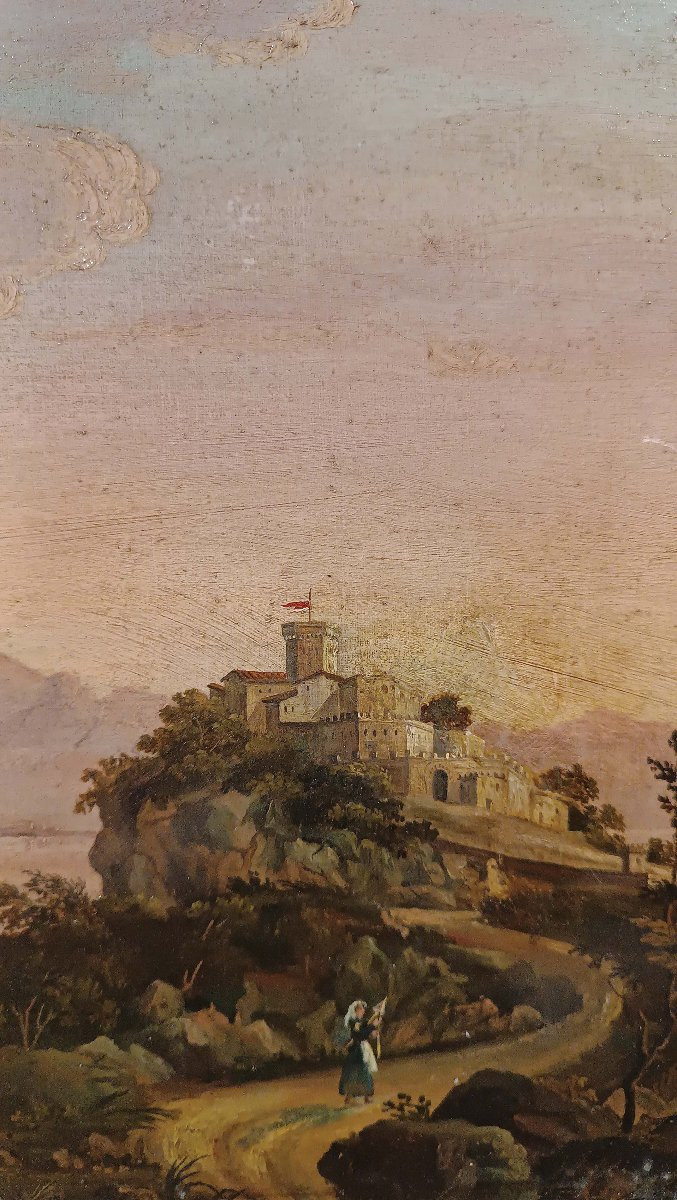 COPPIA DI PICCOLI QUADRI DI PAESAGGI SCUOLA ROMANA META’ XVIII SECOLO -photo-1