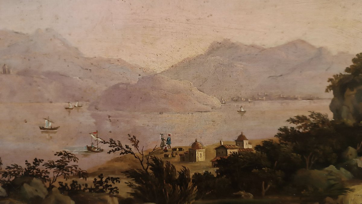 COPPIA DI PICCOLI QUADRI DI PAESAGGI SCUOLA ROMANA META’ XVIII SECOLO -photo-2