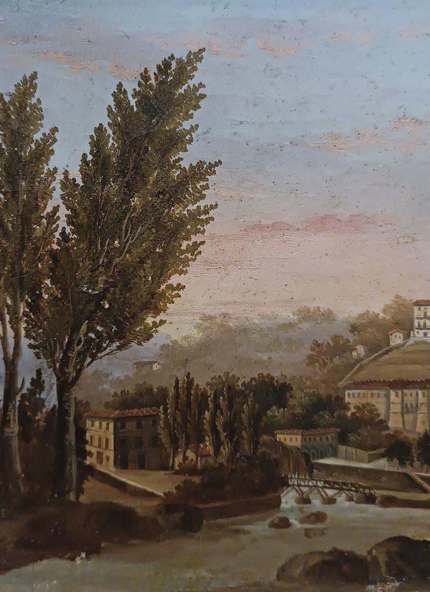 COPPIA DI PICCOLI QUADRI DI PAESAGGI SCUOLA ROMANA META’ XVIII SECOLO -photo-5