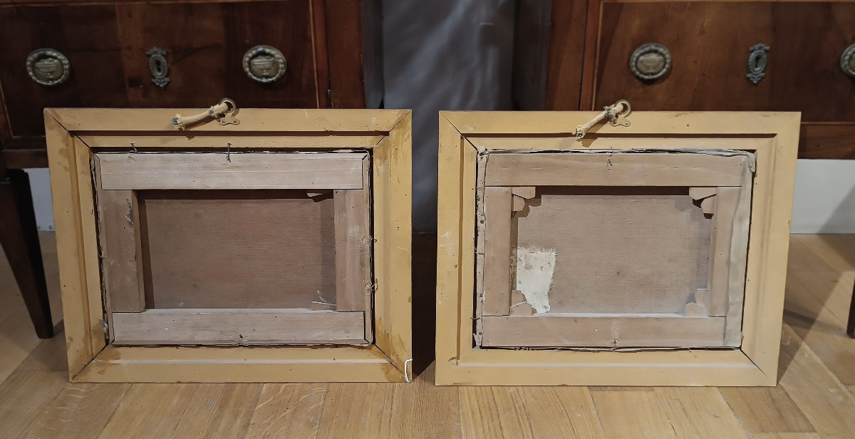 COPPIA DI PICCOLI QUADRI DI PAESAGGI SCUOLA ROMANA META’ XVIII SECOLO -photo-6