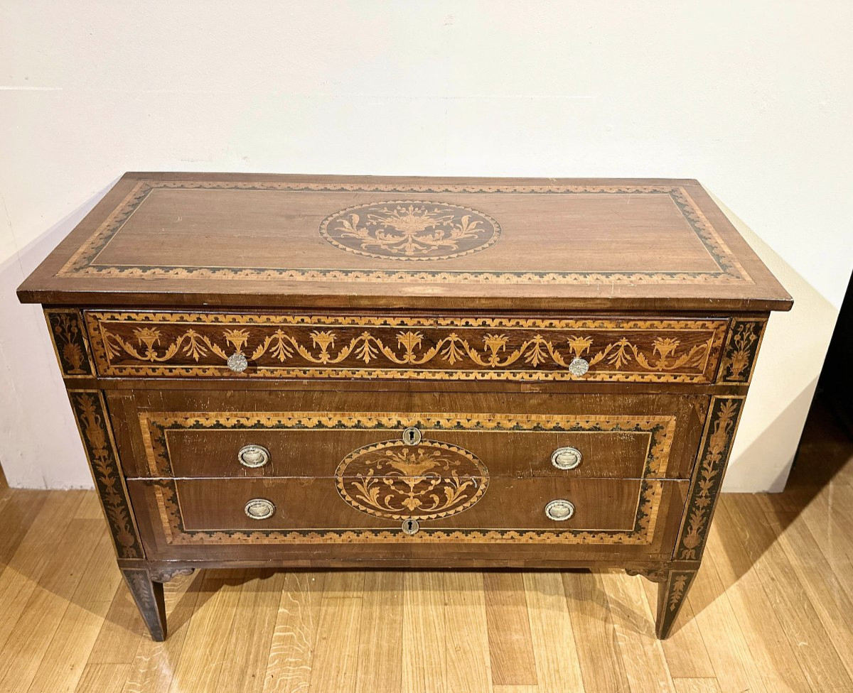 CASSETTONE NEOCLASSICO INTARSIATO DELLA FINE DEL XVIII SECOLO -photo-4