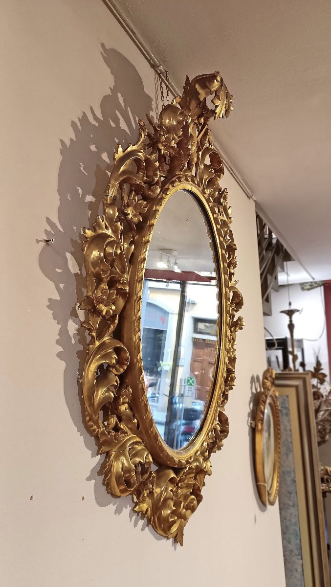 SPECCHIERA DORATA OVALE SECONDA META’ XIX SECOLO -photo-3