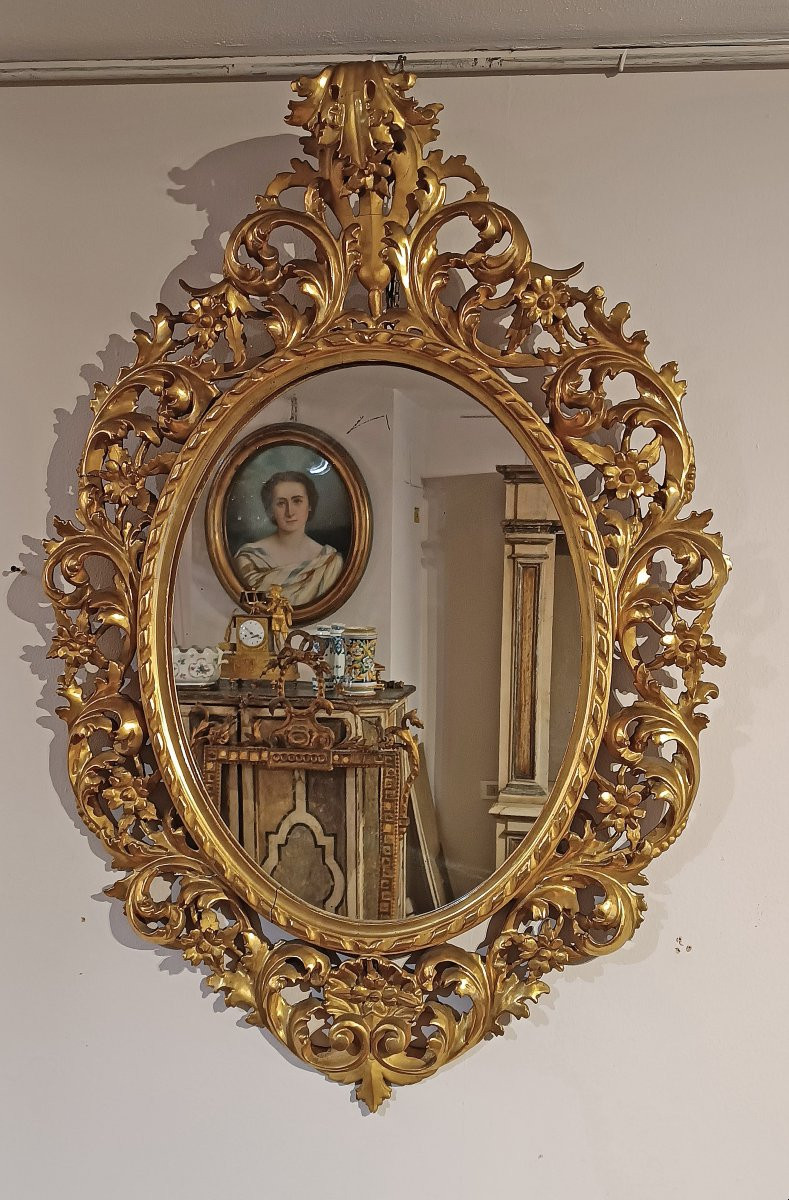 SPECCHIERA DORATA OVALE SECONDA META’ XIX SECOLO -photo-4