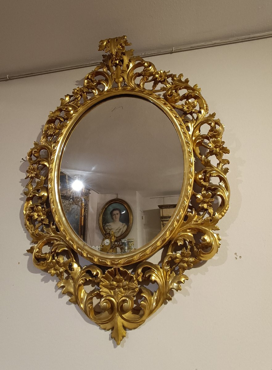 SPECCHIERA DORATA OVALE SECONDA META’ XIX SECOLO -photo-5