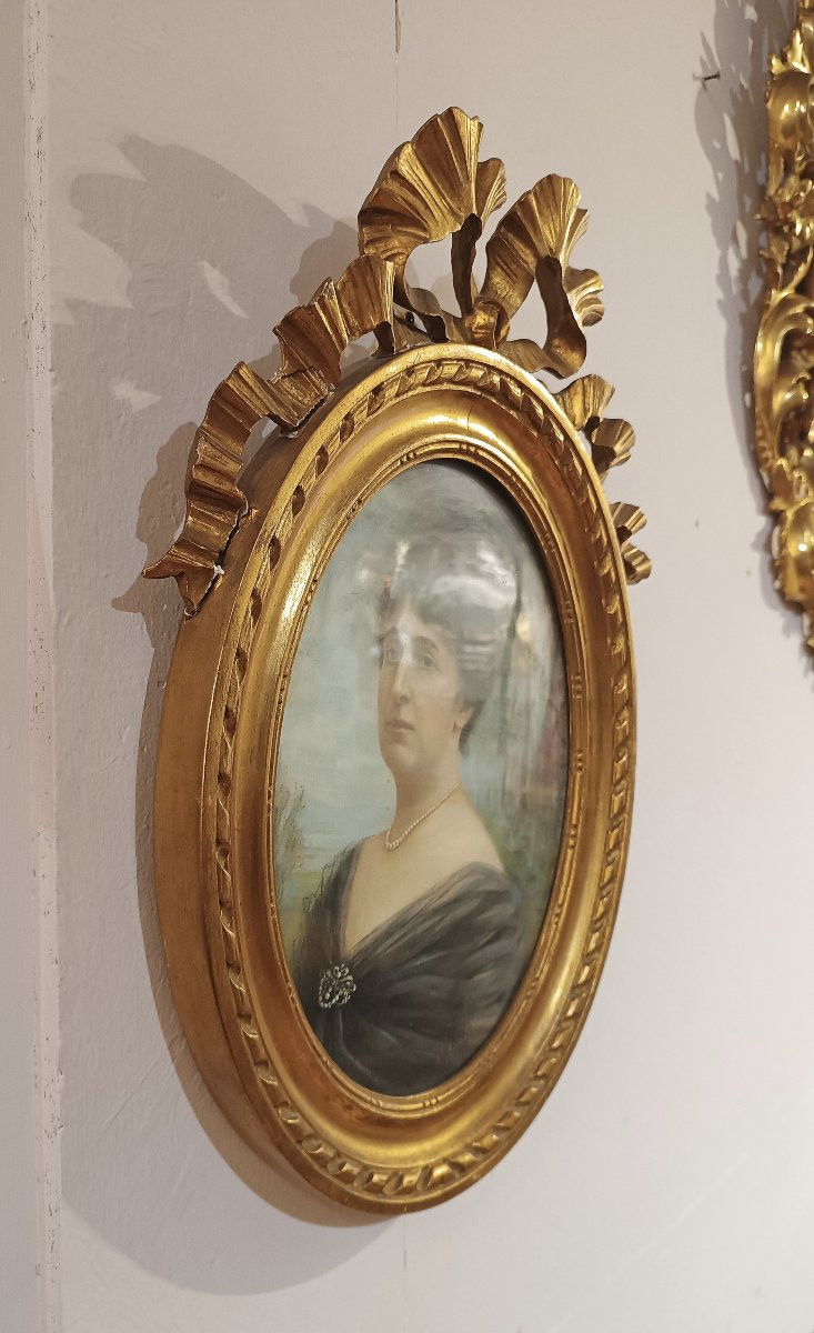 COPPIA DI DIPINTI PASTELLO OVALI FINE XIX SECOLO -photo-2