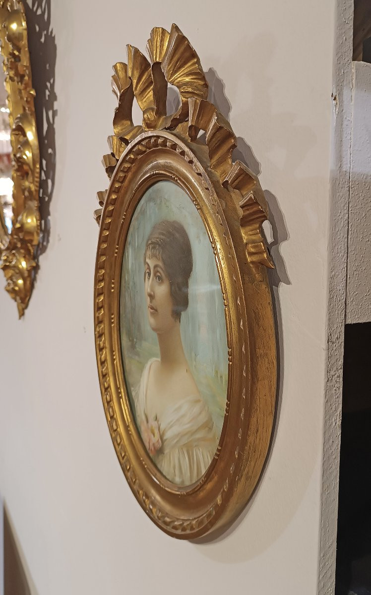 COPPIA DI DIPINTI PASTELLO OVALI FINE XIX SECOLO -photo-3