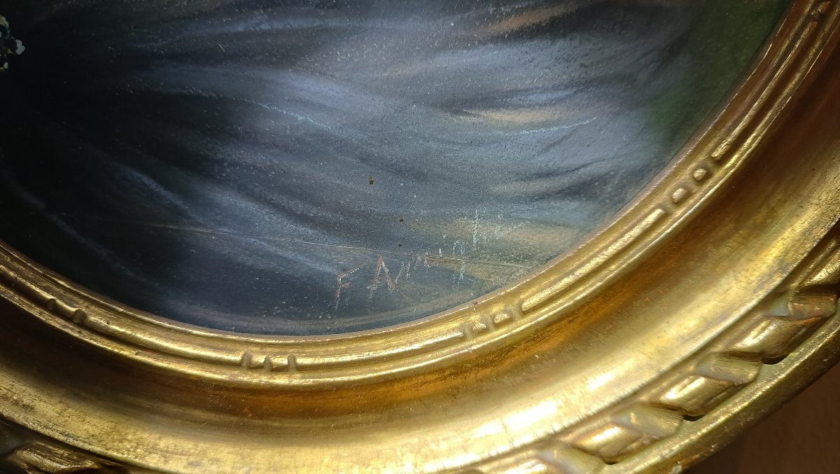 COPPIA DI DIPINTI PASTELLO OVALI FINE XIX SECOLO -photo-5