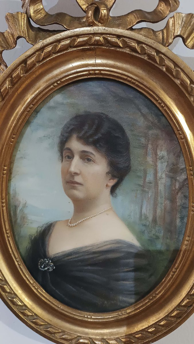 COPPIA DI DIPINTI PASTELLO OVALI FINE XIX SECOLO -photo-7