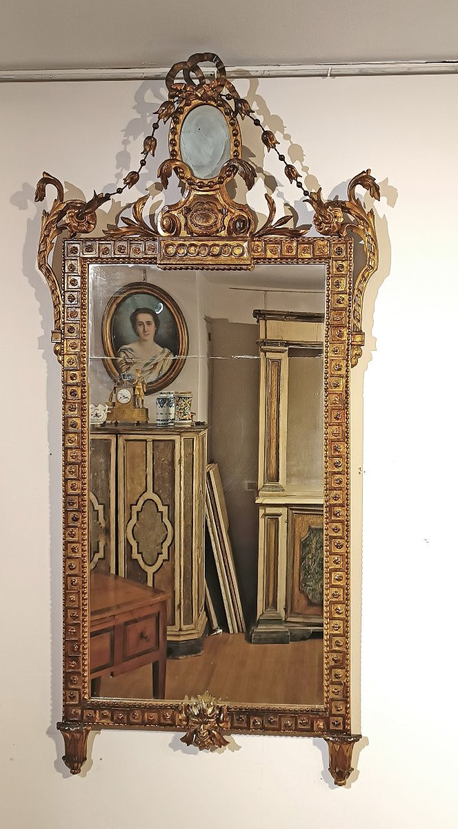SPECCHIERA NEOCLASSICA DORATA FINE XVIII SECOLO -photo-4