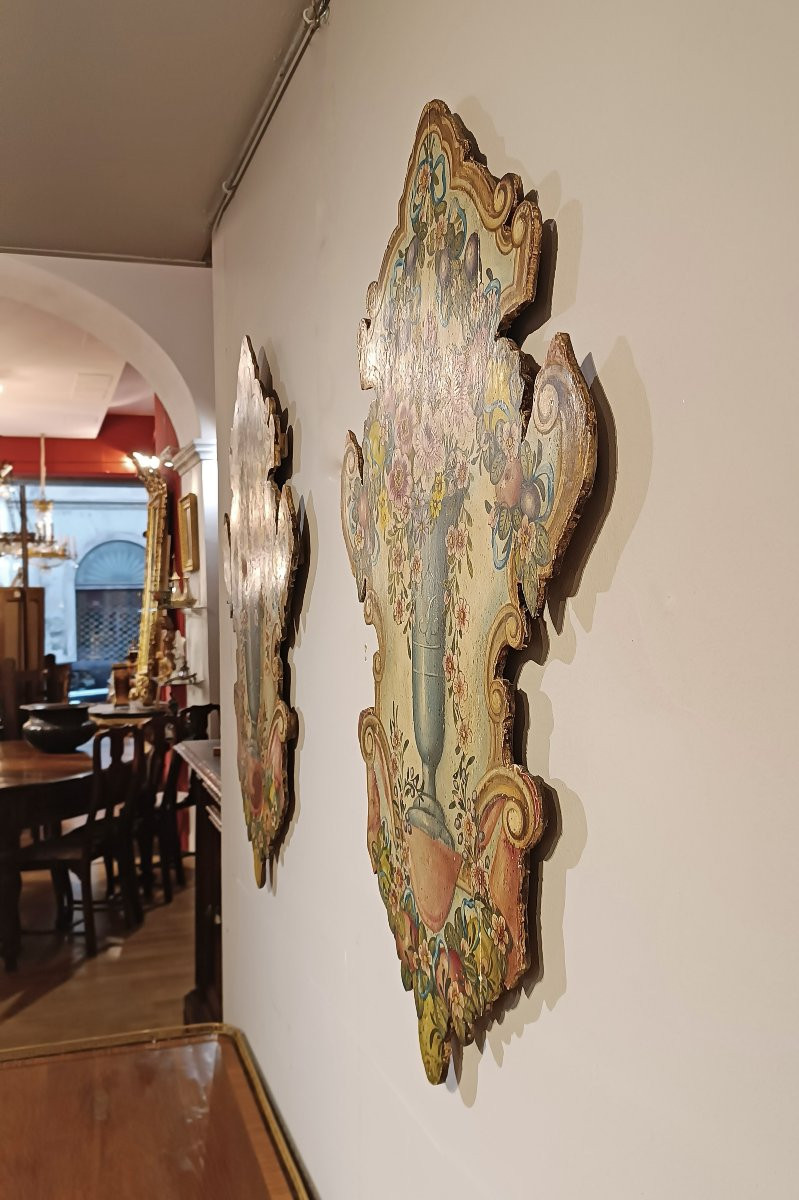 COPPIA DI PANELLI DIPINTI META’ XIX SECOLO -photo-3