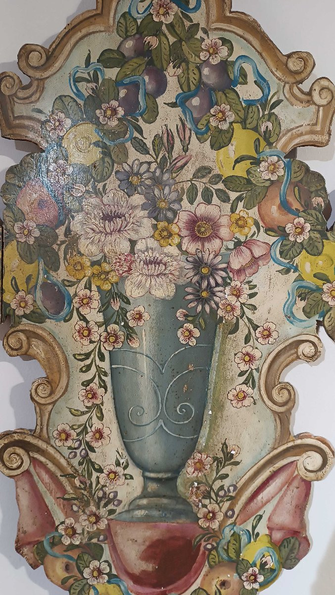 COPPIA DI PANELLI DIPINTI META’ XIX SECOLO -photo-1