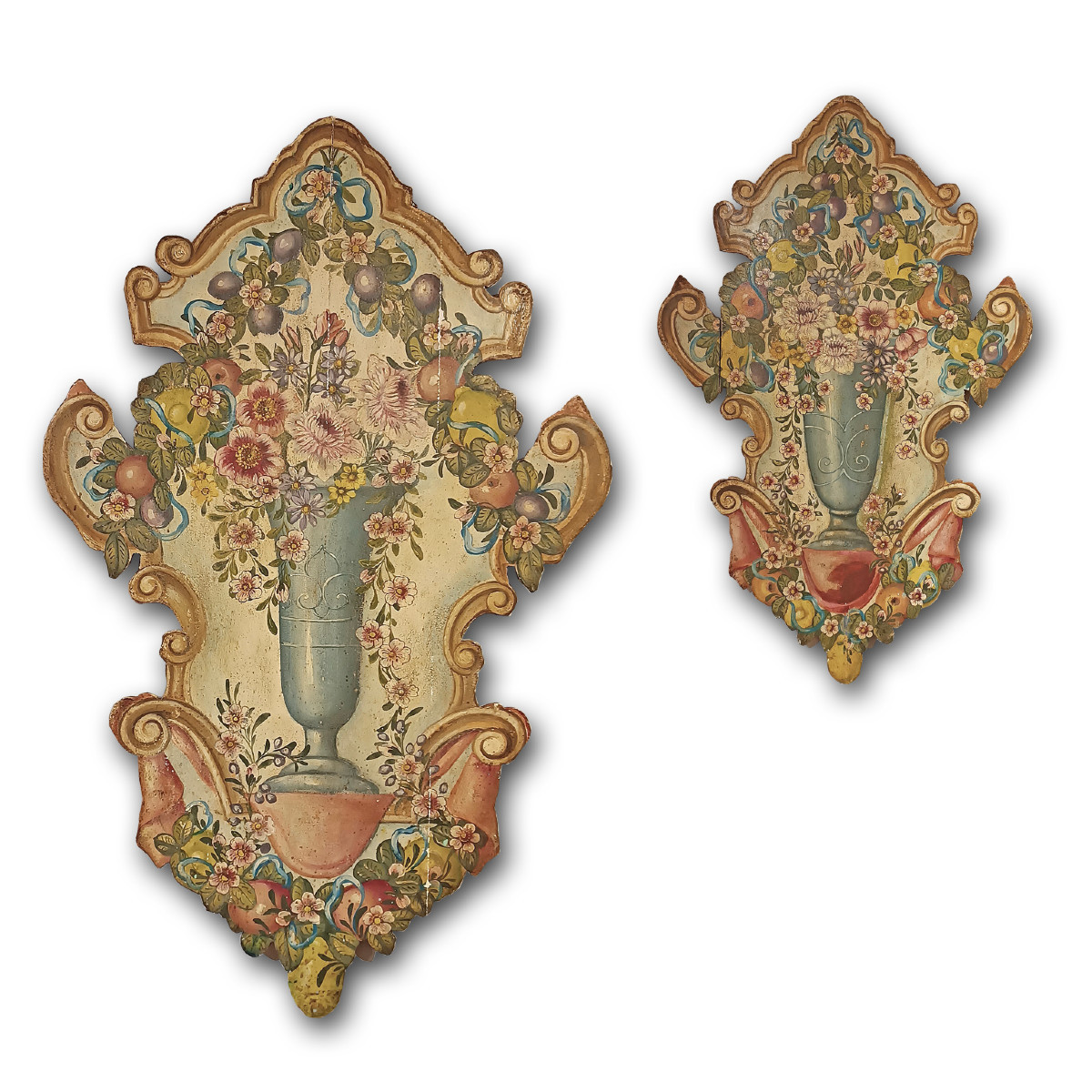 COPPIA DI PANELLI DIPINTI META’ XIX SECOLO 