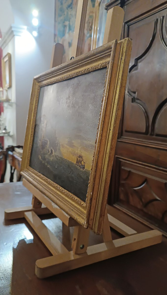 DIPINTO CON MARINA E TEMPESTA FINE XVIII SECOLO -photo-4