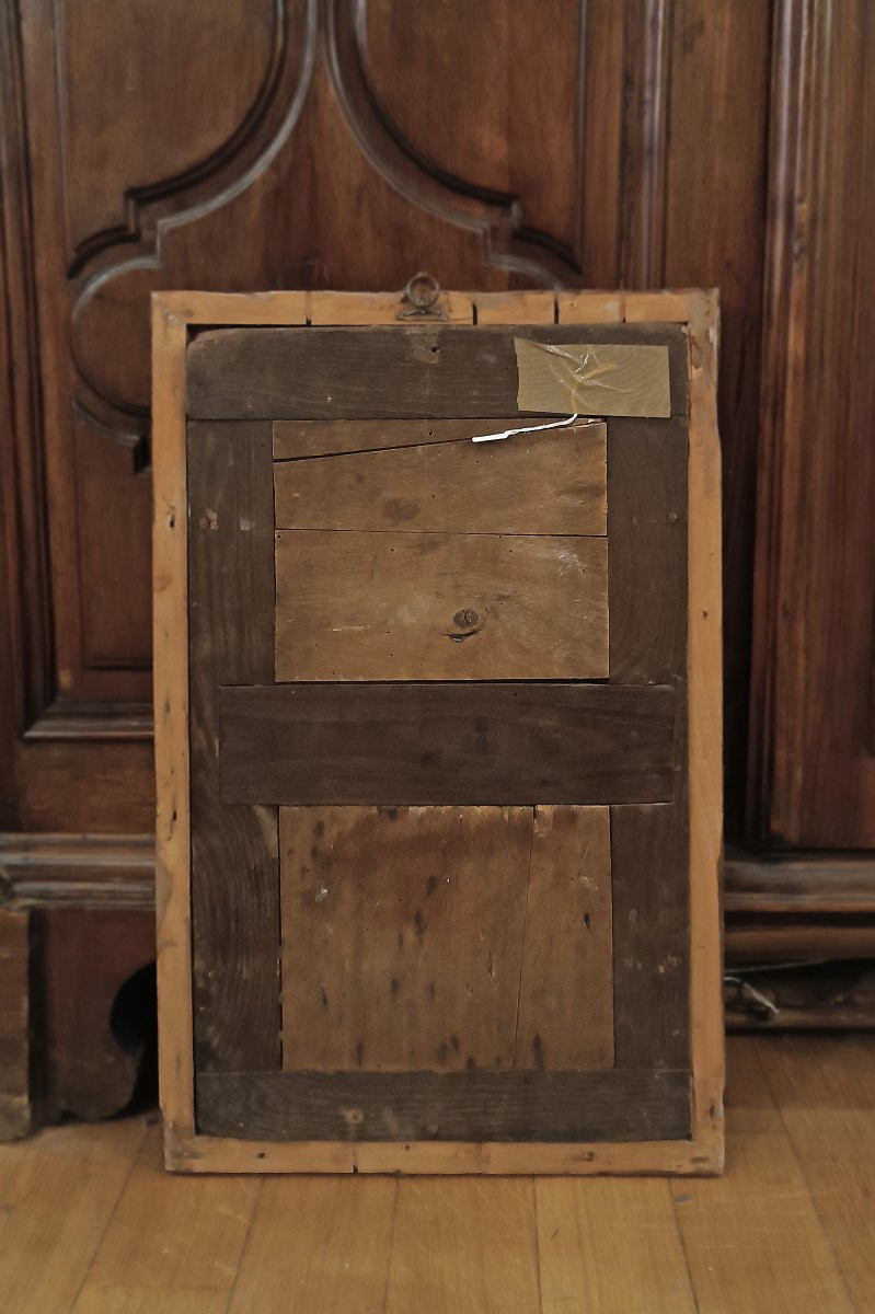 PITTURA A OLIO SU TAVOLETTA LIGNEA MERCURIO E LE FIGLIE DI CECROPE FINE XVIII SECOLO-photo-5