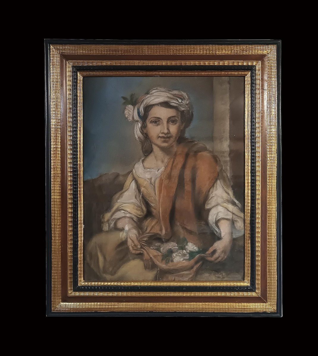 DIPINTO PASTELLO CON ALLEGORIA DELLA PRIMAVERA META’ XIX SECOLO -photo-2