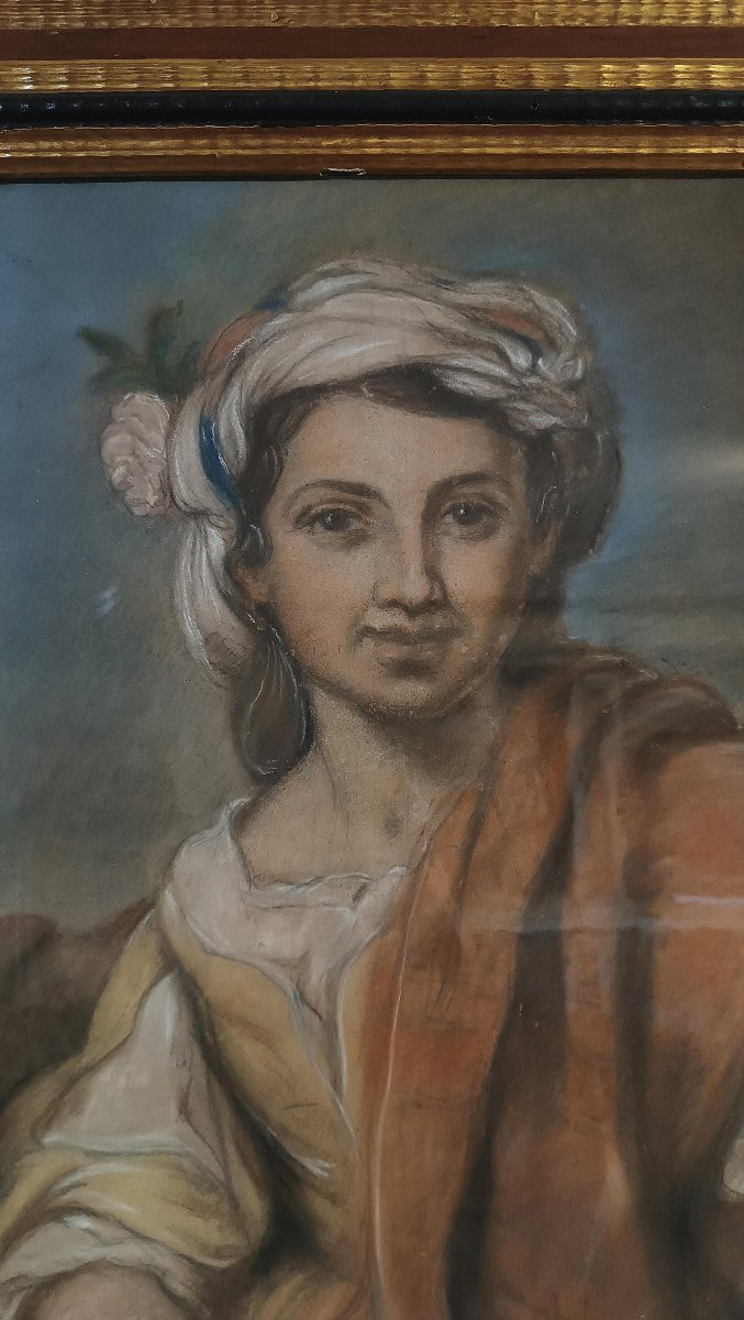 DIPINTO PASTELLO CON ALLEGORIA DELLA PRIMAVERA META’ XIX SECOLO -photo-4