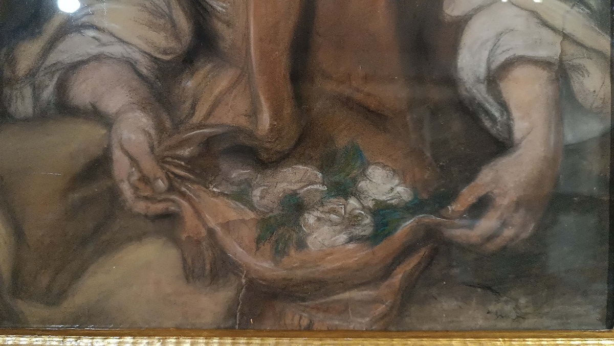 DIPINTO PASTELLO CON ALLEGORIA DELLA PRIMAVERA META’ XIX SECOLO -photo-1