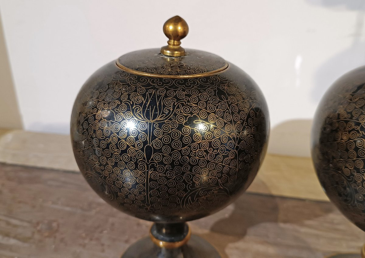 COPPIA DI VASI CLOISONNÉ CINA PRIMA META’ XIX SECOLO-photo-4
