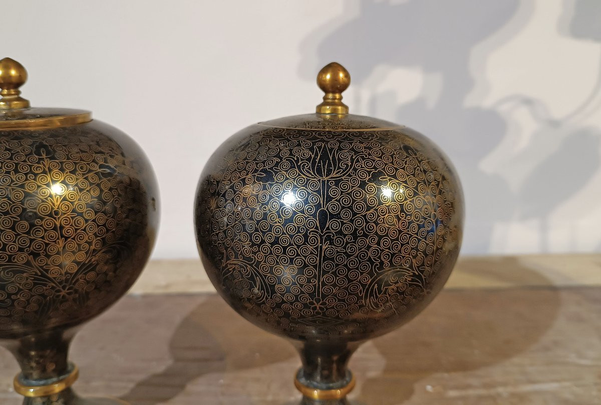 COPPIA DI VASI CLOISONNÉ CINA PRIMA META’ XIX SECOLO-photo-1