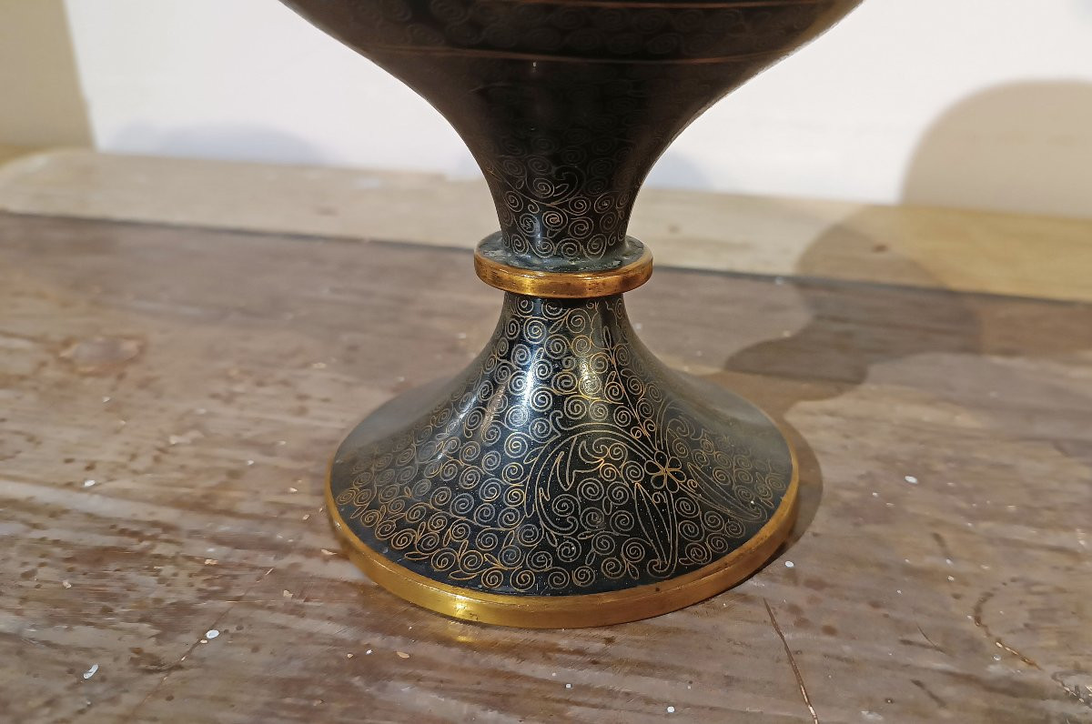 COPPIA DI VASI CLOISONNÉ CINA PRIMA META’ XIX SECOLO-photo-2