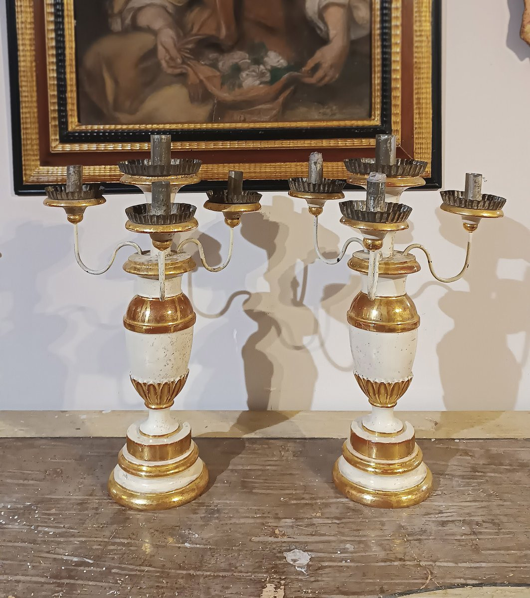 COPPIA DI CANDELIERI LUIGI XVI SECONDA META’ XVIII SECOLO-photo-3