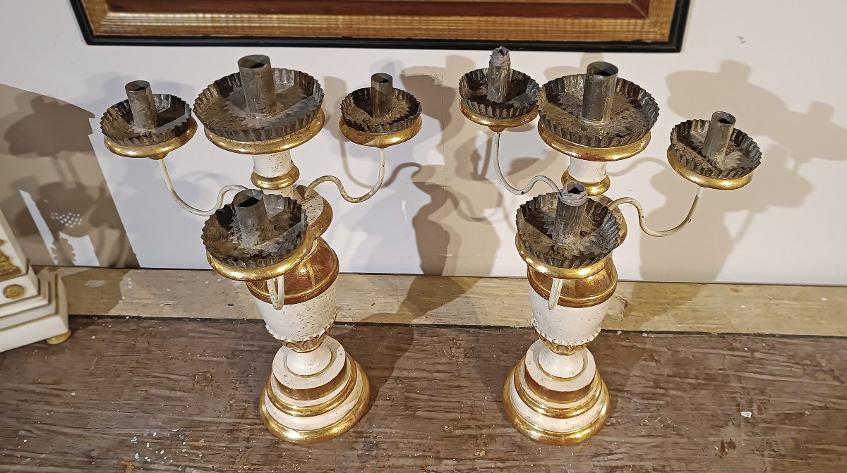 COPPIA DI CANDELIERI LUIGI XVI SECONDA META’ XVIII SECOLO-photo-4