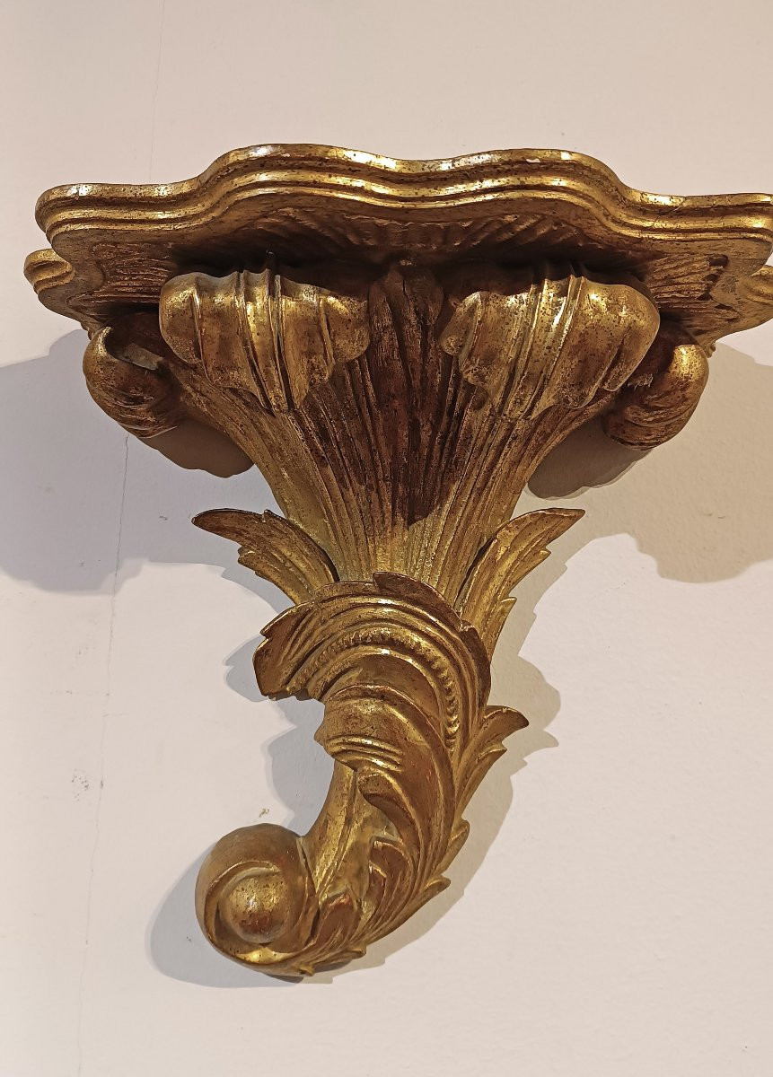 COPPIA DI MENSOLE IN LEGNO DORATO META’ XIX SECOLO -photo-3