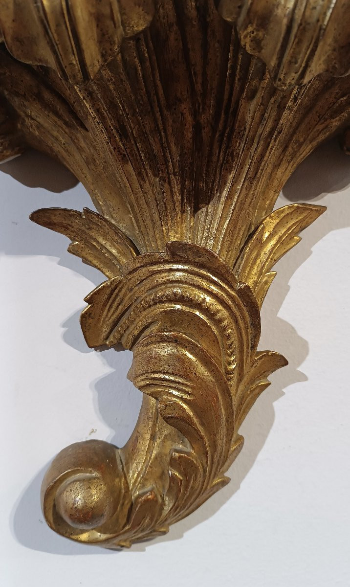 COPPIA DI MENSOLE IN LEGNO DORATO META’ XIX SECOLO -photo-4