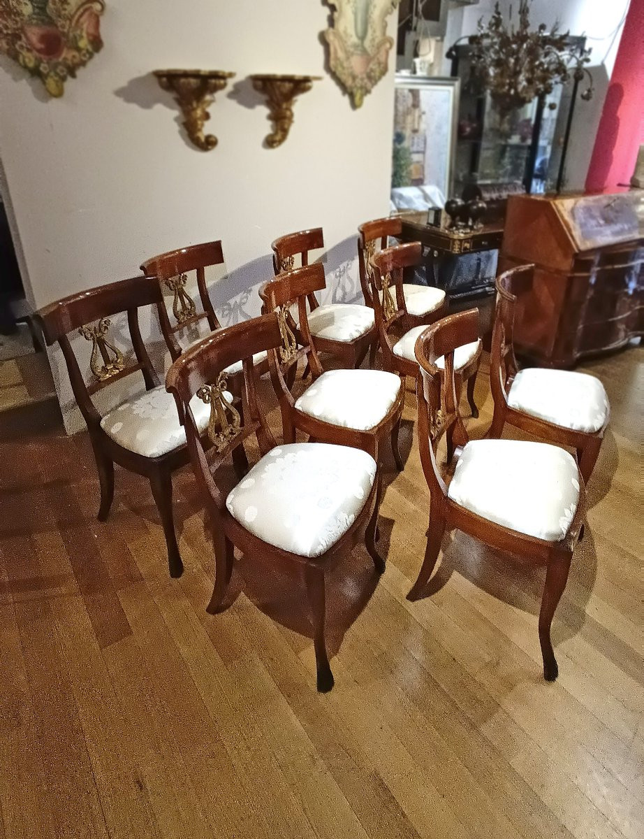 DIECI SEDIE IMPERO IN CILIEGIO PRIMO XIX SECOLO -photo-2