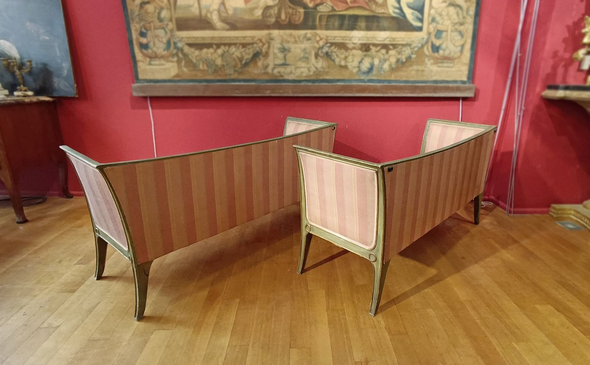 COPPIA DI DIVANETTI DORATI E LACCATI META’ XIX SECOLO -photo-4