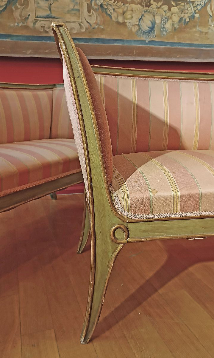 COPPIA DI DIVANETTI DORATI E LACCATI META’ XIX SECOLO -photo-4